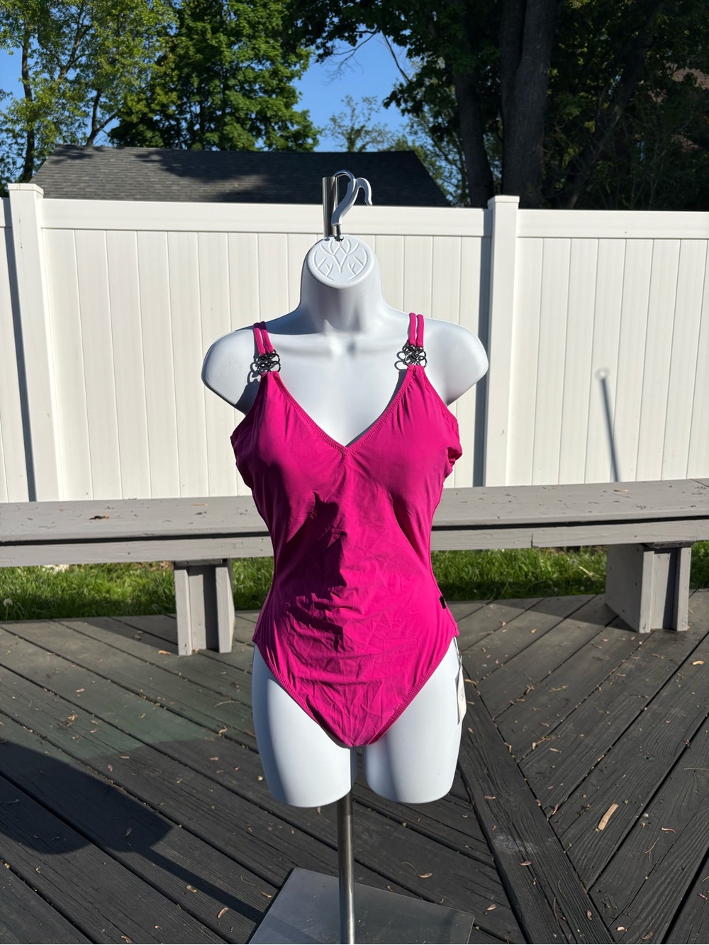 Gottex Fuchsia One-Piece Swimsuit with Decorative Shoulder Rings